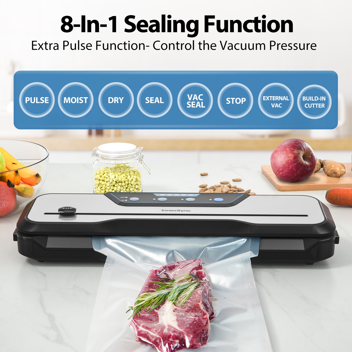 Innovsync 8-In-1 Powerful Food Vacuum Sealer
