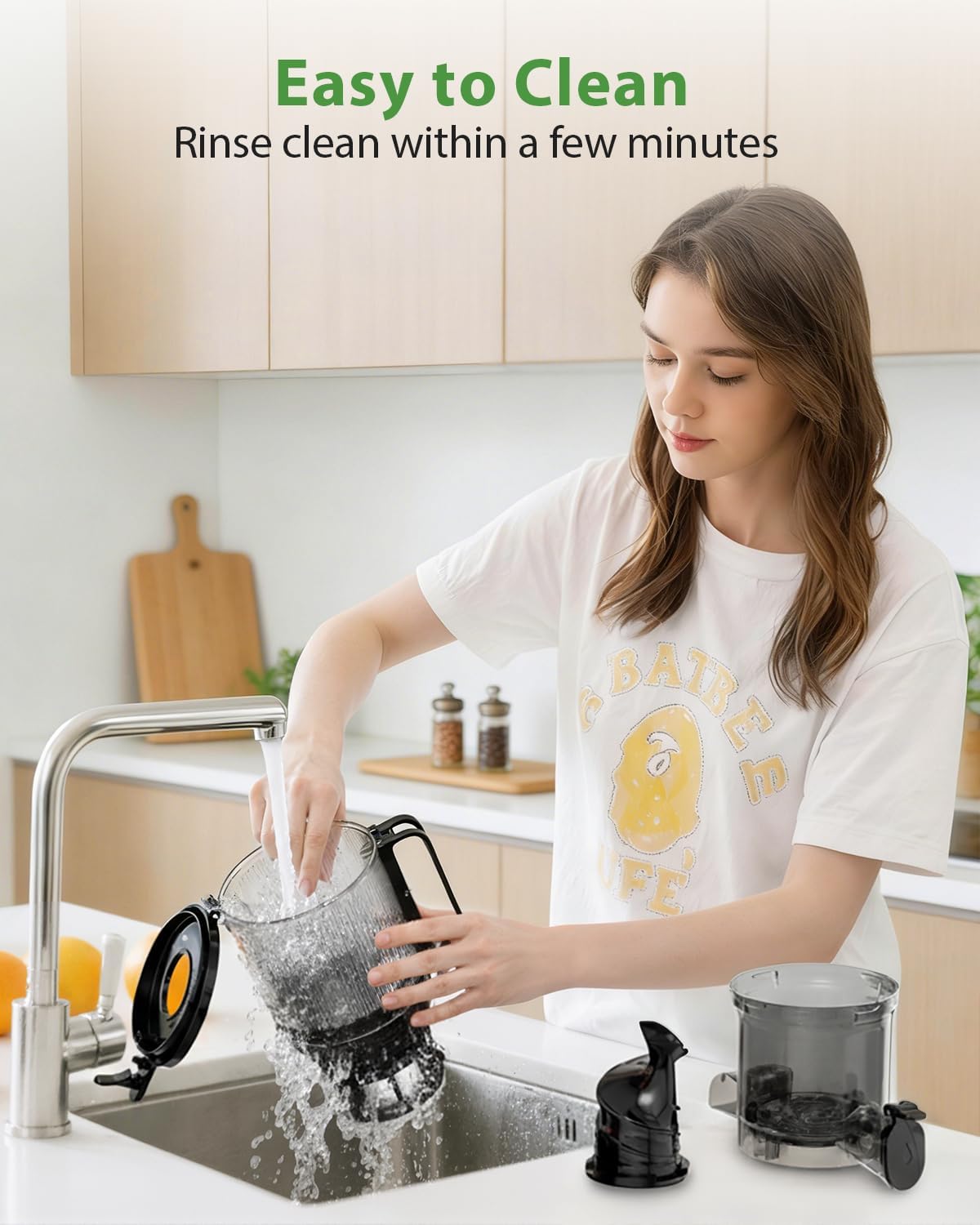 Juicer Machines - Wide Mouth Feed Chute with Self Feeding Hands-Free Design - Cold Press Juicer for Vegetables and Fruits - Juice Extractor Machine High Juice Yield - With Brush